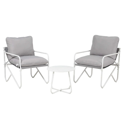 Gardeon Outdoor Bistro Set 3 Piece Patio Furniture Conversation Table and Chairs Grey - Image 2