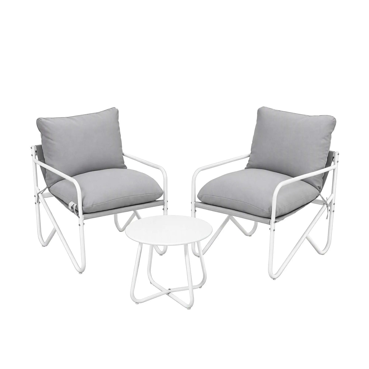 Gardeon Outdoor Bistro Set 3 Piece Patio Furniture Conversation Table and Chairs Grey - Image 4