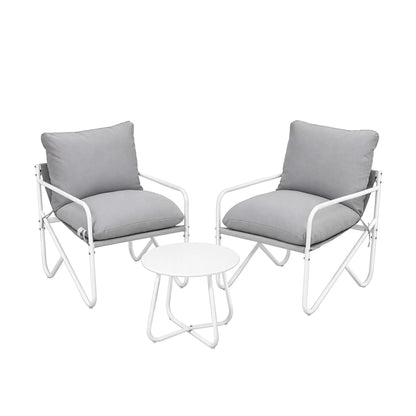 Gardeon Outdoor Bistro Set 3 Piece Patio Furniture Conversation Table and Chairs Grey - Image 4