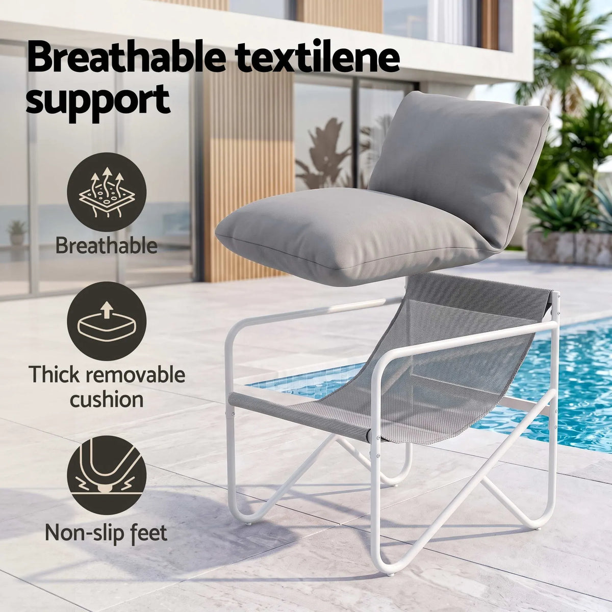 Gardeon Outdoor Bistro Set 3 Piece Patio Furniture Conversation Table and Chairs Grey - Image 6