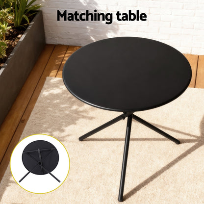 Gardeon 3PC Outdoor Bistro Set Table and Chairs Steel Dining Chair Patio Furniture Textilene  - Image 7
