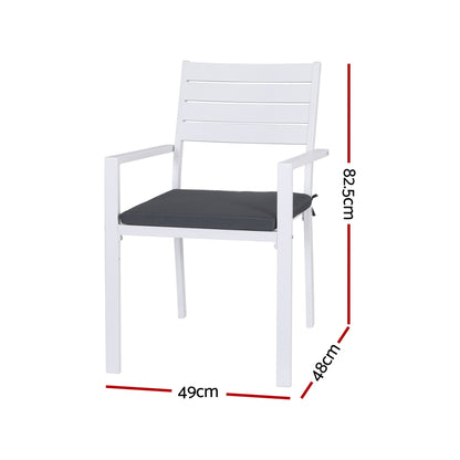 Gardeon 4PC Outdoor Dining Chairs Stackable Aluminum Lounge Chair Patio Furniture - Image 2