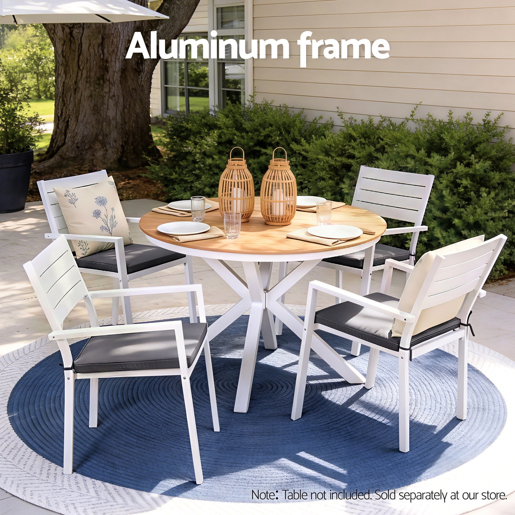 Gardeon 4PC Outdoor Dining Chairs Stackable Aluminum Lounge Chair Patio Furniture - Image 4