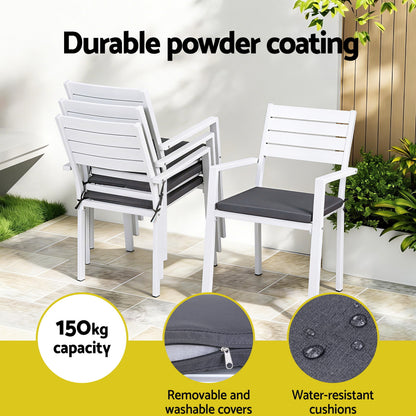 Gardeon 4PC Outdoor Dining Chairs Stackable Aluminum Lounge Chair Patio Furniture - Image 5