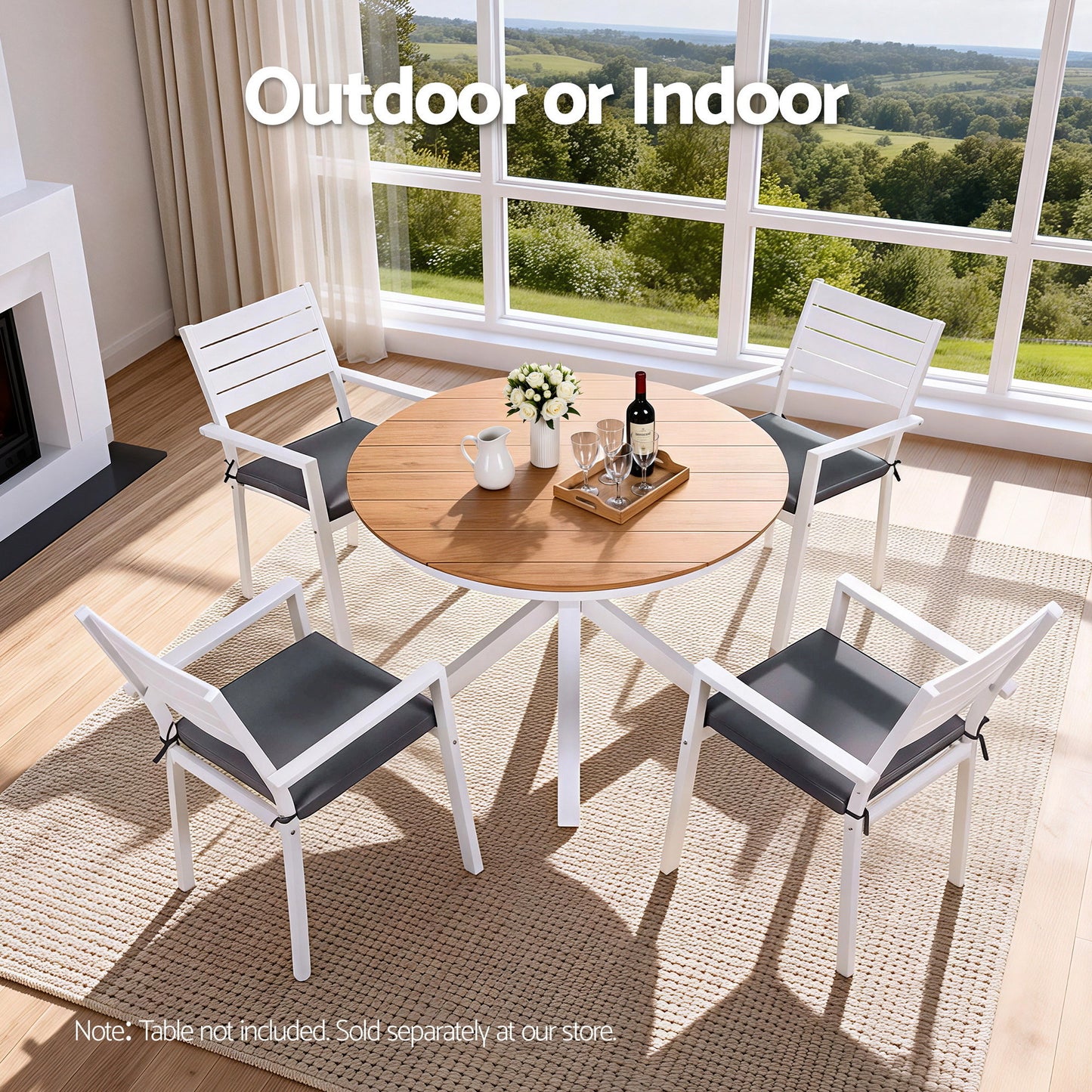 Gardeon 4PC Outdoor Dining Chairs Stackable Aluminum Lounge Chair Patio Furniture - Image 6