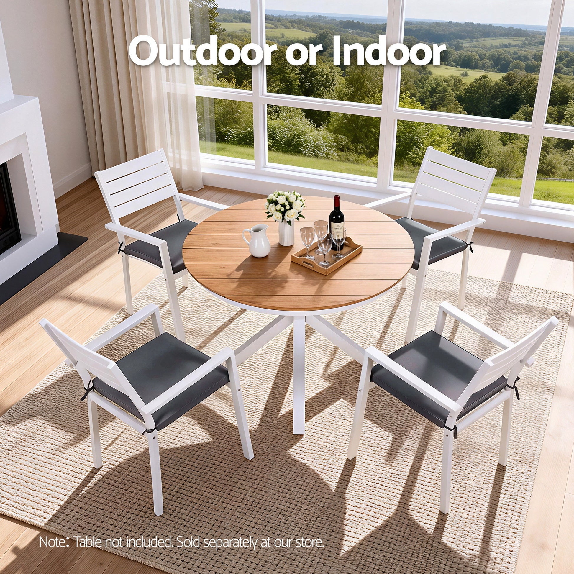 Gardeon 4PC Outdoor Dining Chairs Stackable Aluminum Lounge Chair Patio Furniture - Image 6