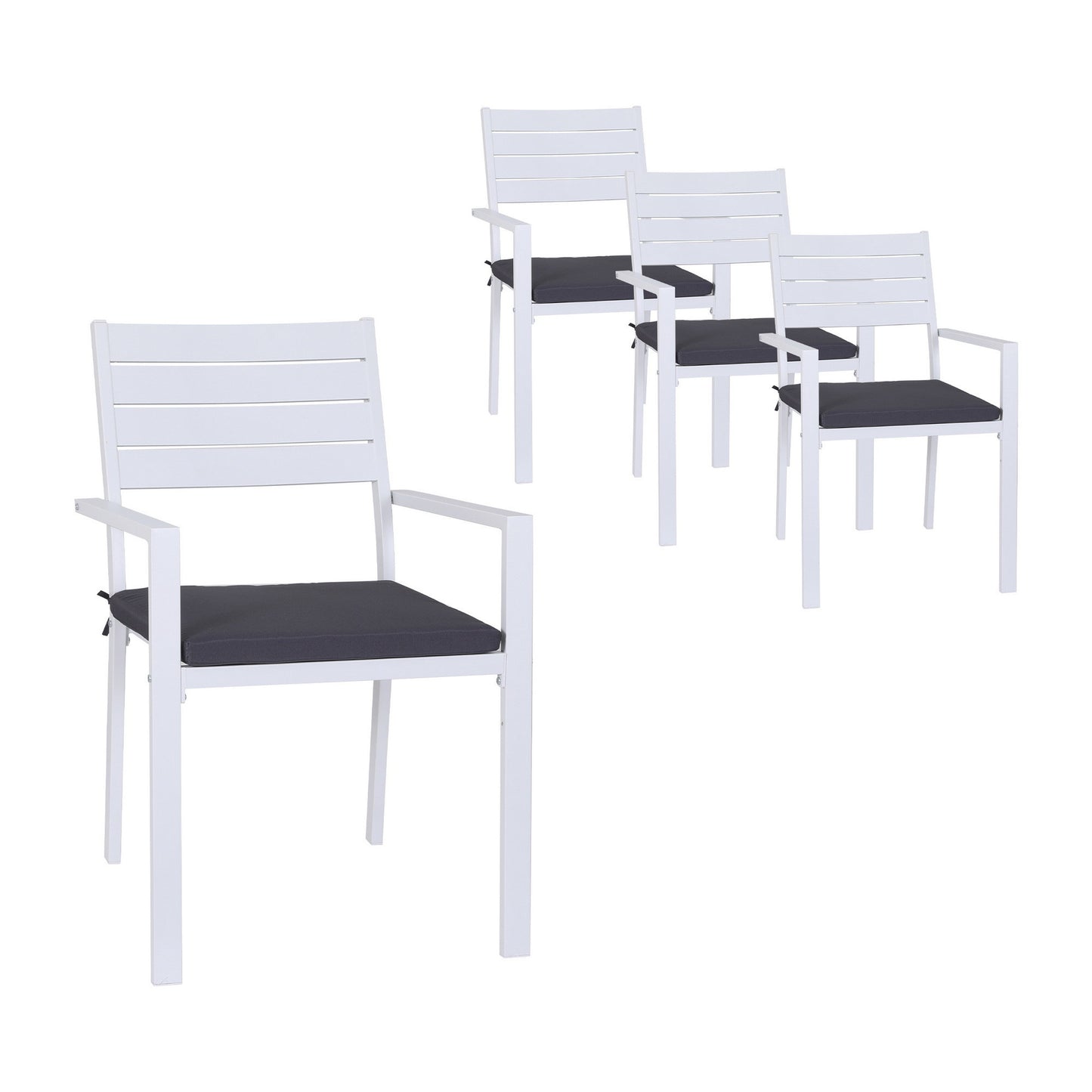 Gardeon 4PC Outdoor Dining Chairs Stackable Aluminum Lounge Chair Patio Furniture - Image 7