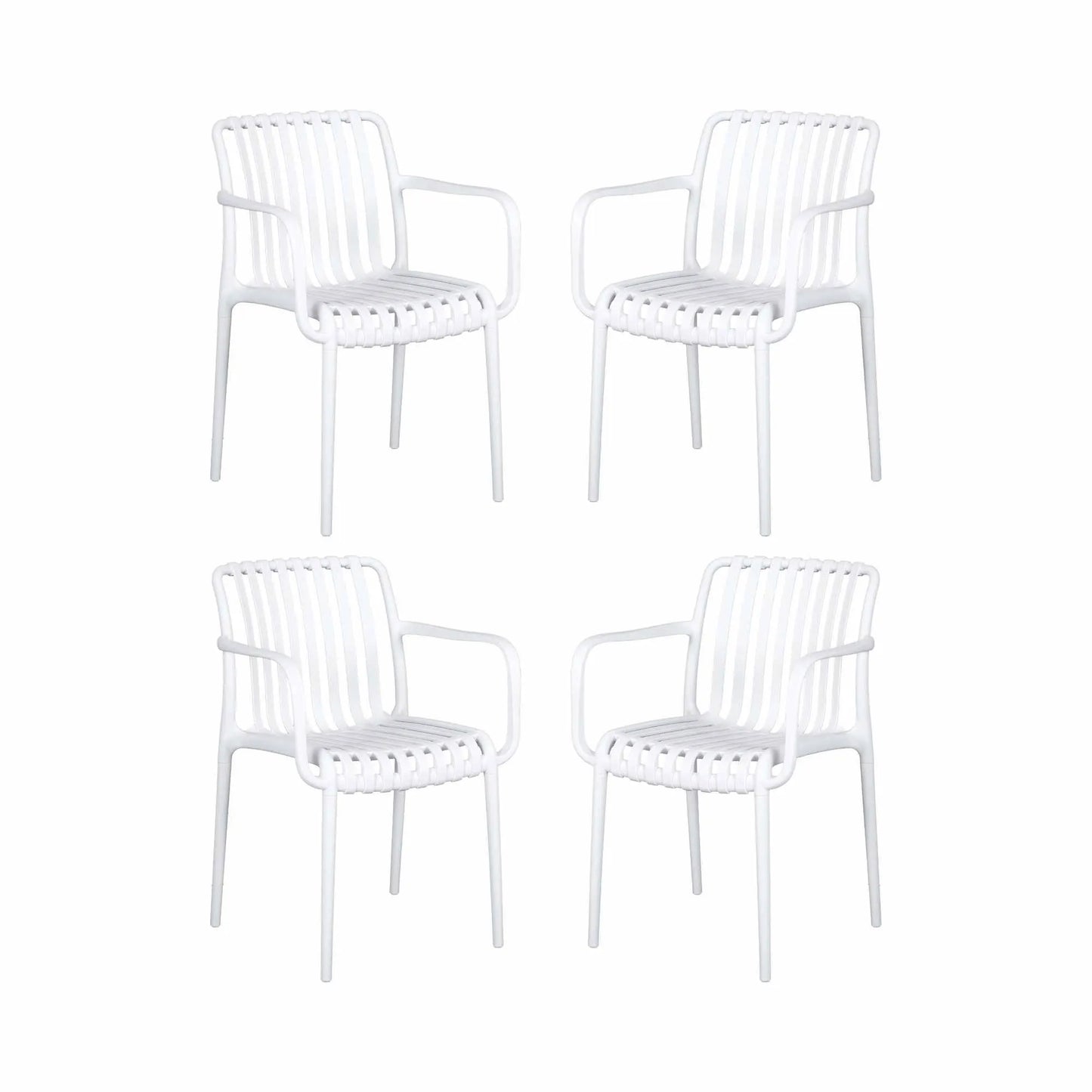 Gardeon 4PC Outdoor Dining Chairs Patio Furniture PP Stackable Chair Garden White - Image 3