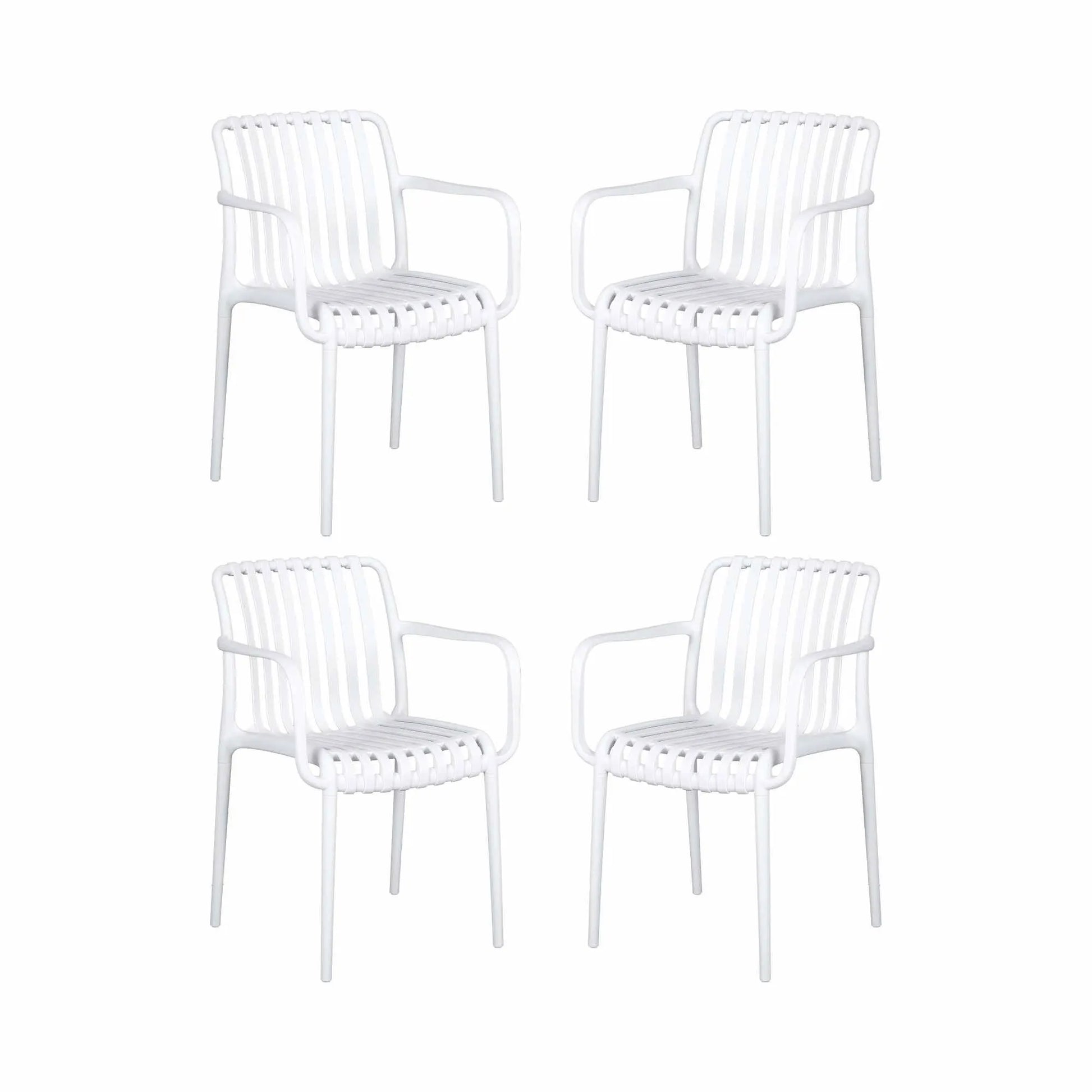 Gardeon 4PC Outdoor Dining Chairs Patio Furniture PP Stackable Chair Garden White - Image 3