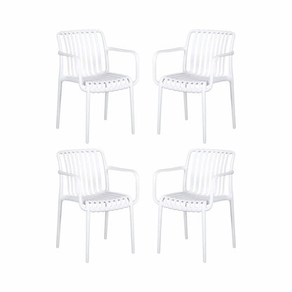 Gardeon 4PC Outdoor Dining Chairs Patio Furniture PP Stackable Chair Garden White - Image 3