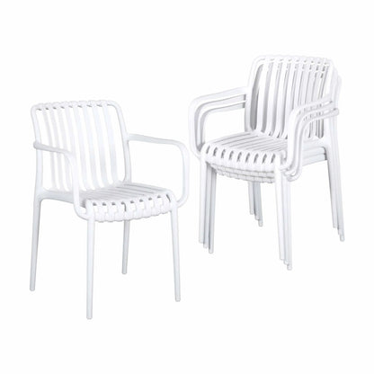 Gardeon 4PC Outdoor Dining Chairs Patio Furniture PP Stackable Chair Garden White - Image 8