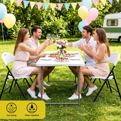 Gardeon 4PC Outdoor Dining Chairs PP Folding Chair Patio Garden Furniture White - Image 7