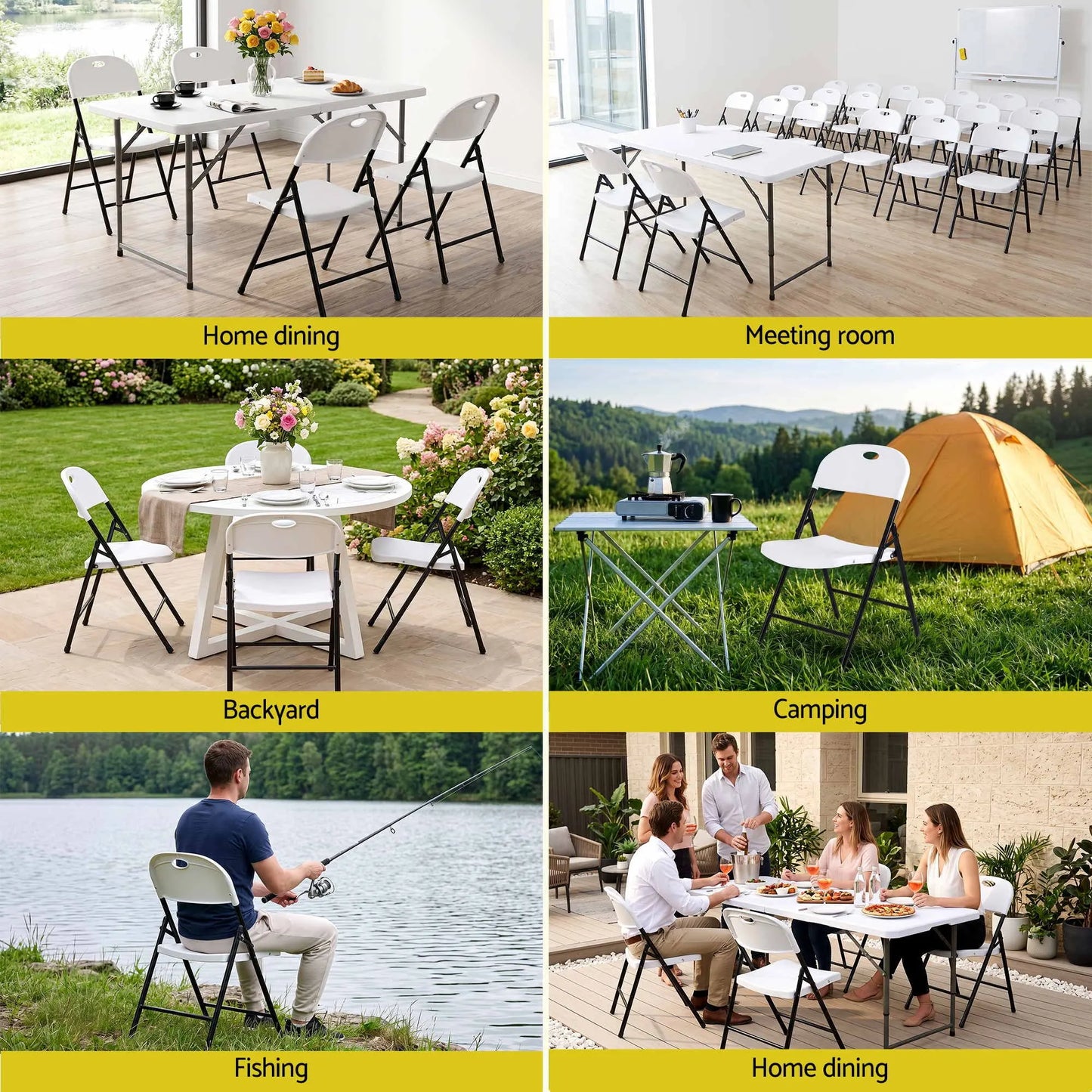 Gardeon 4PC Outdoor Dining Chairs PP Folding Chair Patio Garden Furniture White - Image 9
