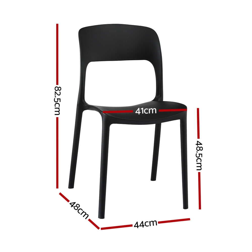 Gardeon 4PC Outdoor Dining Chairs Stackable PP Patio Chair Garden Furniture Black - Image 2