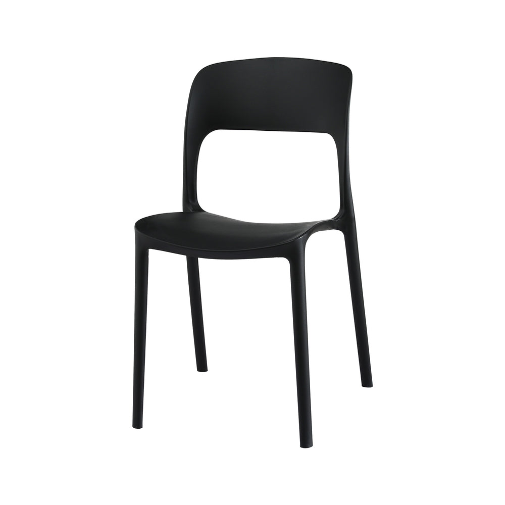 Gardeon 4PC Outdoor Dining Chairs Stackable PP Patio Chair Garden Furniture Black - Image 3