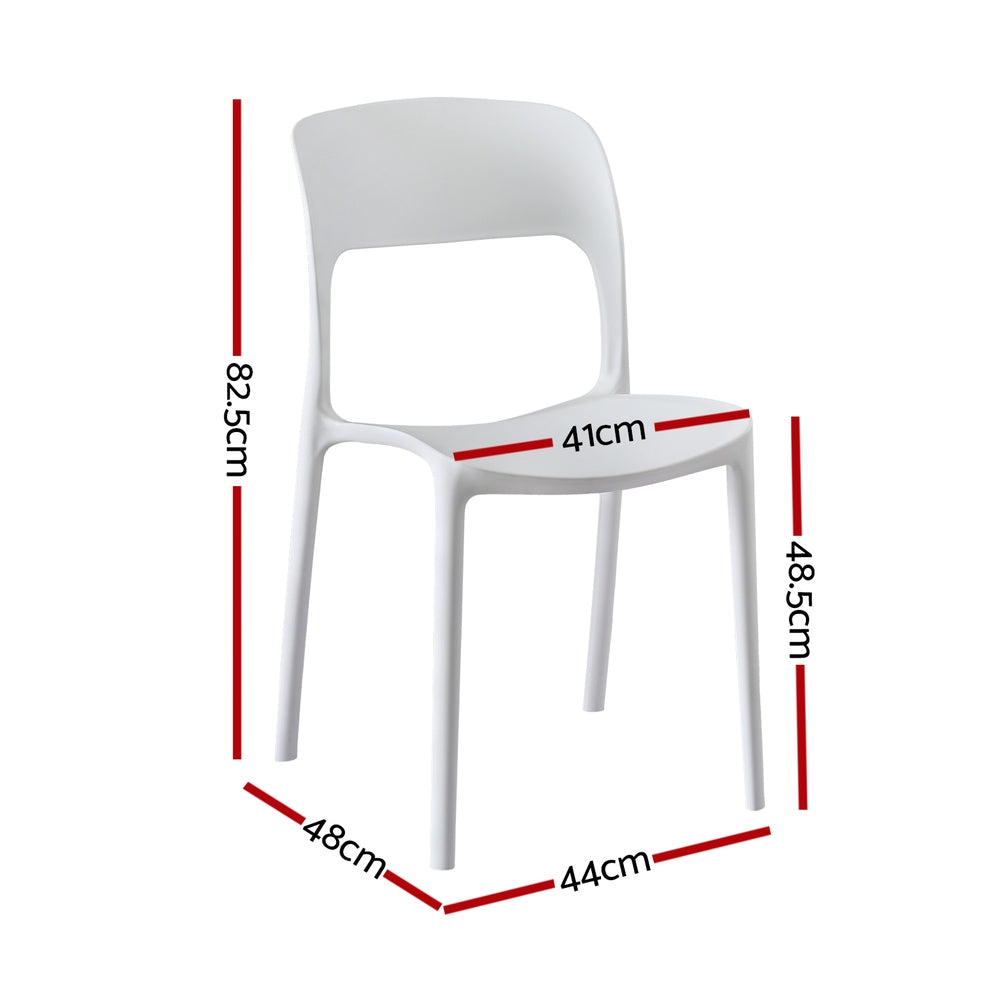 Gardeon 4PC Outdoor Dining Chairs Stackable PP Patio Chair Garden Furniture White - Image 2