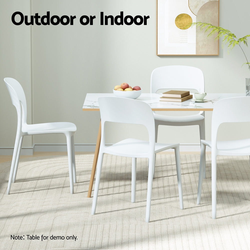 Gardeon 4PC Outdoor Dining Chairs Stackable PP Patio Chair Garden Furniture White - Image 6