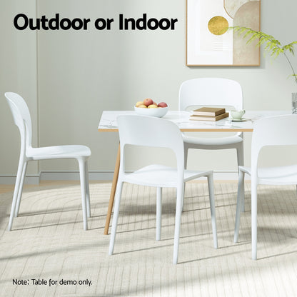 Gardeon 4PC Outdoor Dining Chairs Stackable PP Patio Chair Garden Furniture White - Image 6