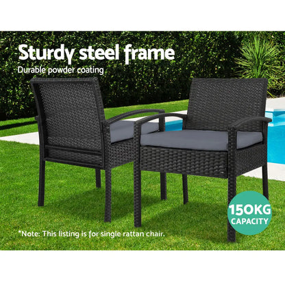 Gardeon Outdoor Dining Chairs Patio Furniture Rattan Lounge Chair Cushion Felix - Image 9