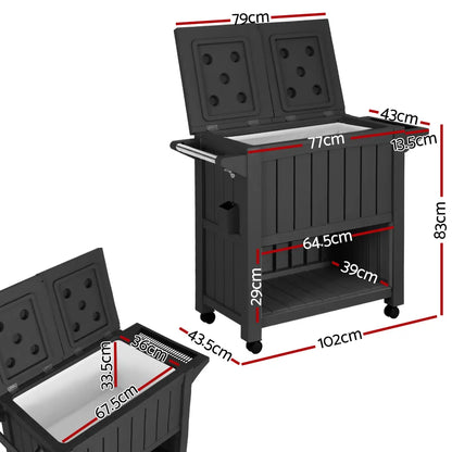 Gardeon Outdoor Storage Cabinet Box 80L Ice Bucket Cooler Rolling Serving Cart Kitchen Trolley - Image 4