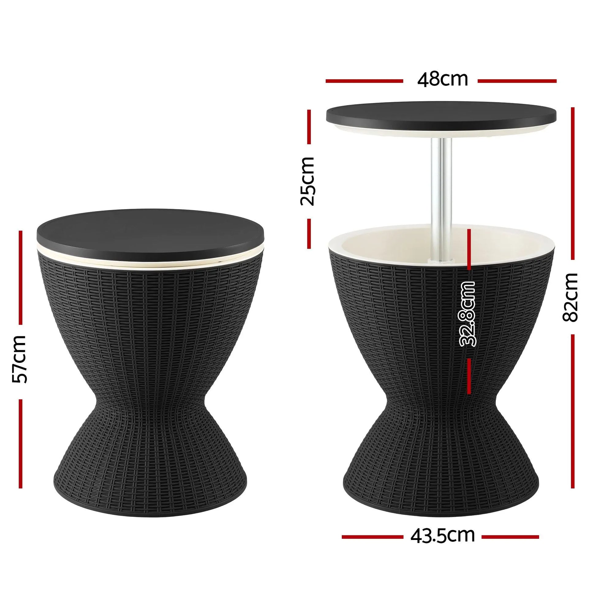 Gardeon Outdoor Bar Table Portable Ice Bucket Cooler 30L Adjustable Top Black - Image 2
