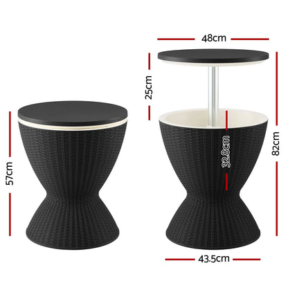Gardeon Outdoor Bar Table Portable Ice Bucket Cooler 30L Adjustable Top Black - Image 2