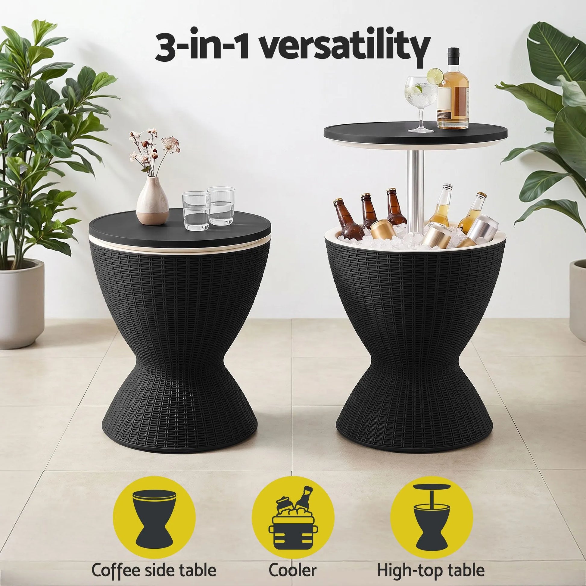 Gardeon Outdoor Bar Table Portable Ice Bucket Cooler 30L Adjustable Top Black - Image 5
