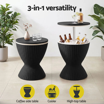 Gardeon Outdoor Bar Table Portable Ice Bucket Cooler 30L Adjustable Top Black - Image 5