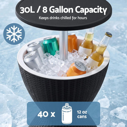 Gardeon Outdoor Bar Table Portable Ice Bucket Cooler 30L Adjustable Top Black - Image 7