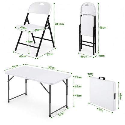 Gardeon 5PCS Outdoor Dining Set 120CM Folding Table and Chairs Patio Furniture White - Image 2