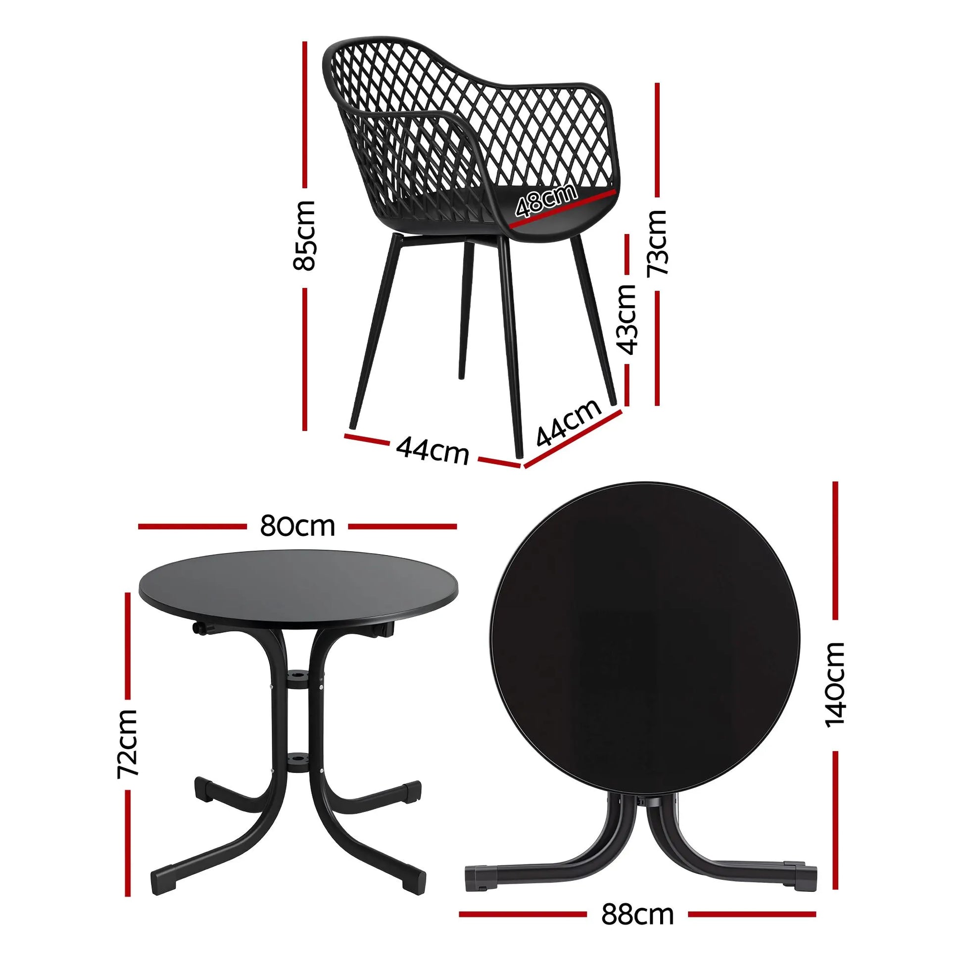 Gardeon 5PCS Outdoor Dining Set Table and Chairs Patio Furniture Garden Diamond Black - Image 2