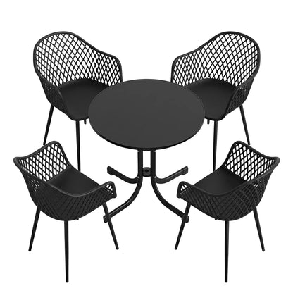 Gardeon 5PCS Outdoor Dining Set Table and Chairs Patio Furniture Garden Diamond Black - Image 3