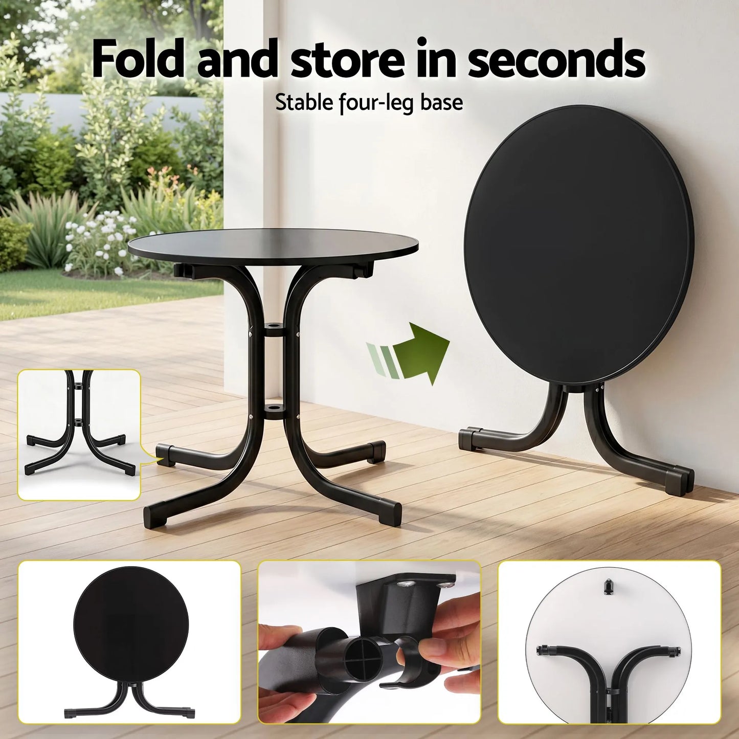 Gardeon 5PCS Outdoor Dining Set Table and Chairs Patio Furniture Garden Diamond Black - Image 5