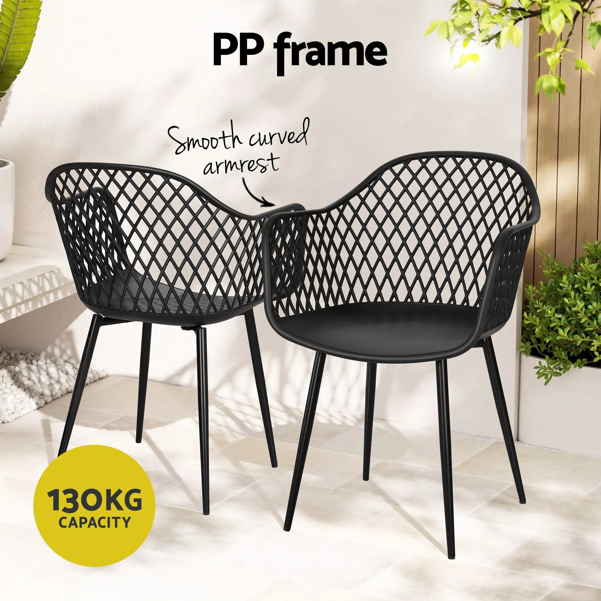 Gardeon 5PCS Outdoor Dining Set Table and Chairs Patio Furniture Garden Diamond Black - Image 6