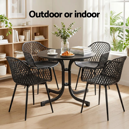 Gardeon 5PCS Outdoor Dining Set Table and Chairs Patio Furniture Garden Diamond Black - Image 8