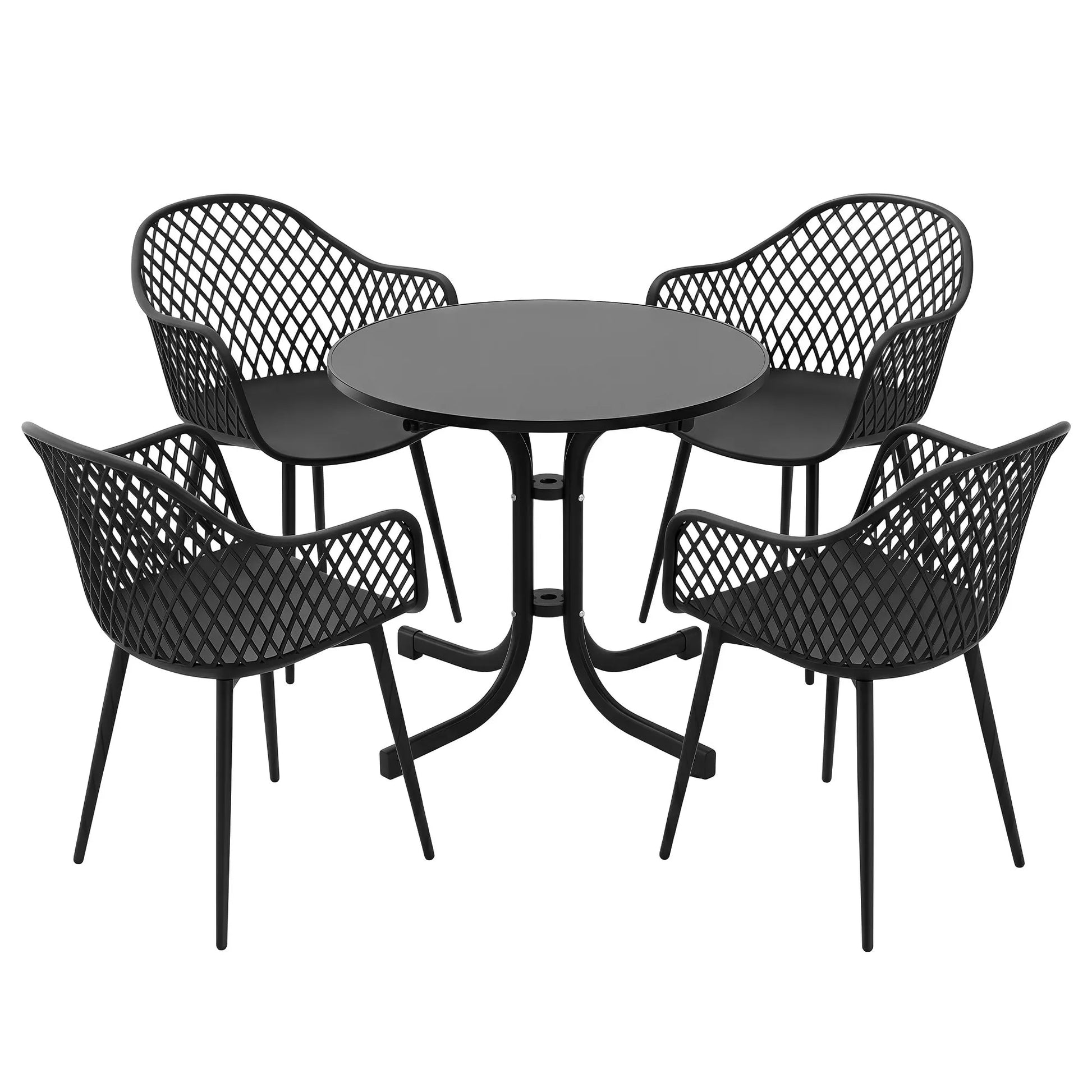 Gardeon 5PCS Outdoor Dining Set Table and Chairs Patio Furniture Garden Diamond Black - Image 9