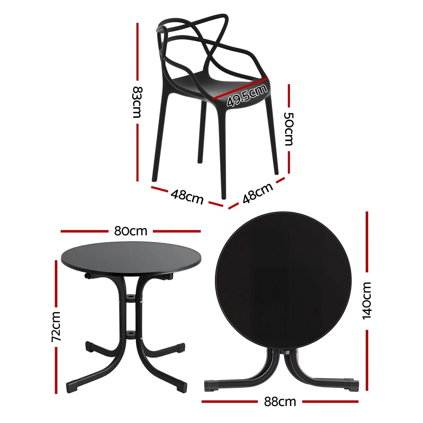 Gardeon 5PCS Outdoor Dining Set Table and Chairs Garden Patio Furniture Entwine Black - Image 2
