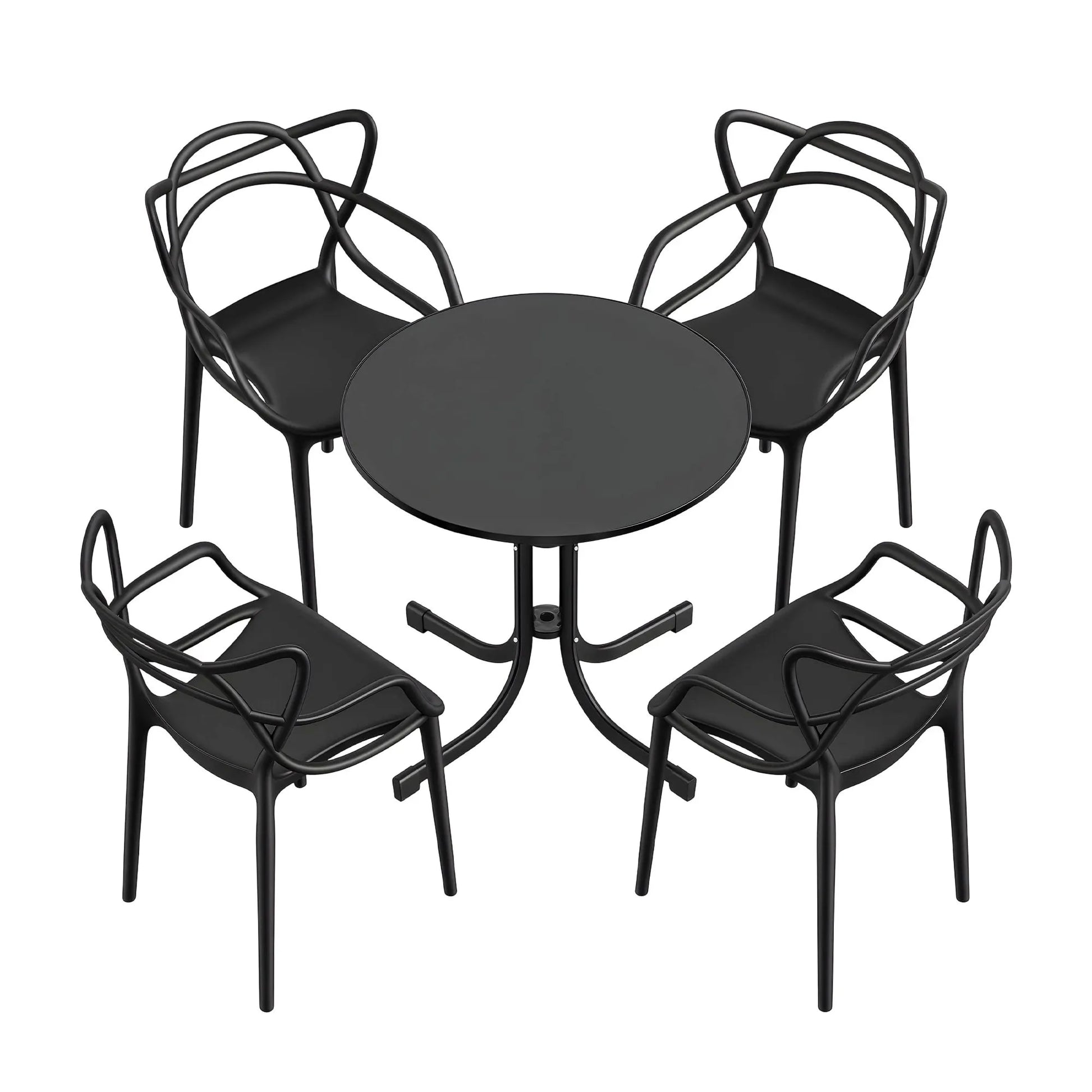 Gardeon 5PCS Outdoor Dining Set Table and Chairs Garden Patio Furniture Entwine Black - Image 3