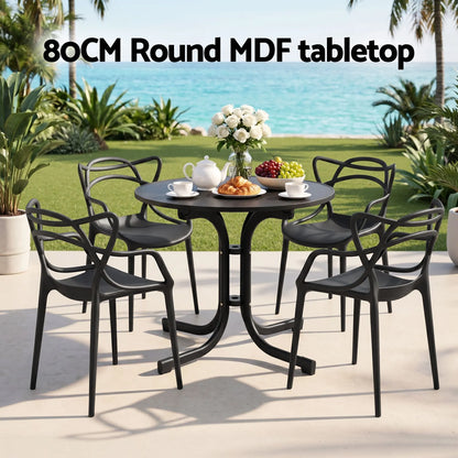 Gardeon 5PCS Outdoor Dining Set Table and Chairs Garden Patio Furniture Entwine Black - Image 4