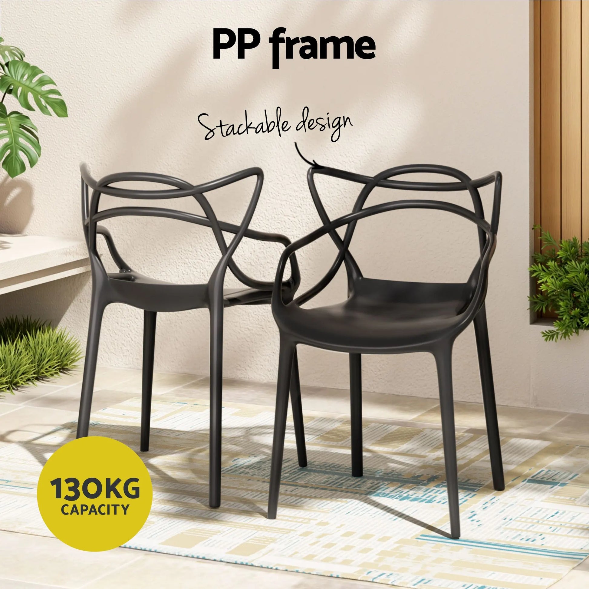 Gardeon 5PCS Outdoor Dining Set Table and Chairs Garden Patio Furniture Entwine Black - Image 6