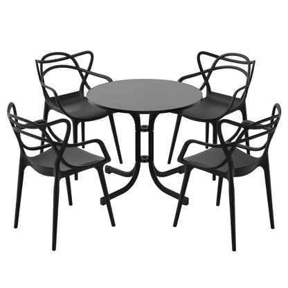 Gardeon 5PCS Outdoor Dining Set Table and Chairs Garden Patio Furniture Entwine Black - Image 9