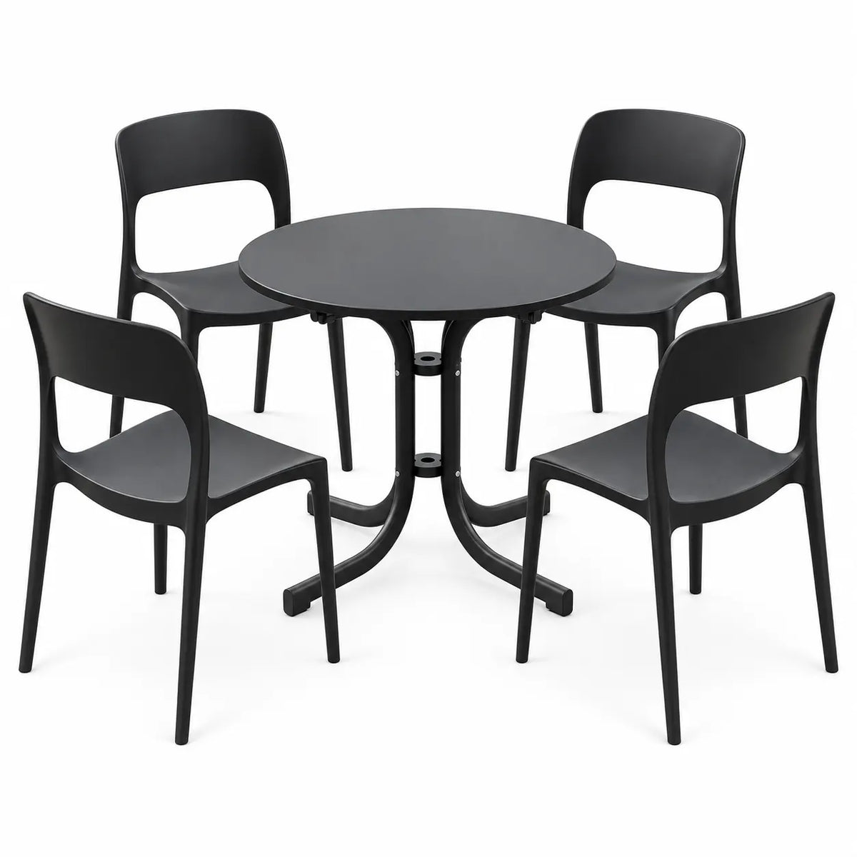 Gardeon 5PCS Outdoor Dining Set Table and Chairs Patio Furniture Garden Black - Image 2