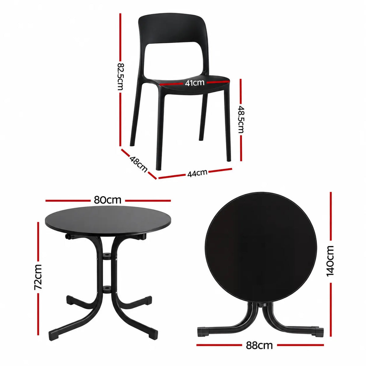 Gardeon 5PCS Outdoor Dining Set Table and Chairs Patio Furniture Garden Black - Image 3