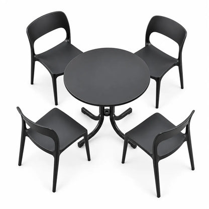 Gardeon 5PCS Outdoor Dining Set Table and Chairs Patio Furniture Garden Black - Image 4