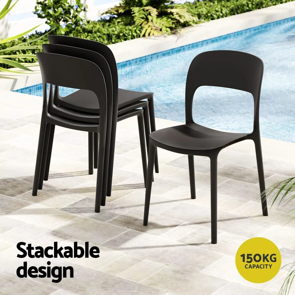 Gardeon 5PCS Outdoor Dining Set Table and Chairs Patio Furniture Garden Black - Image 6