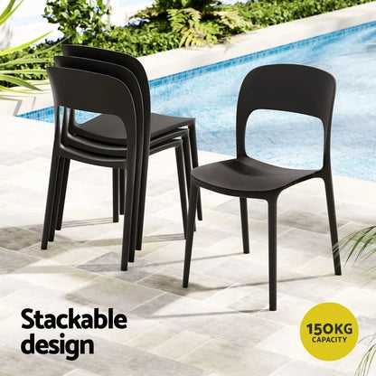 Gardeon 5PCS Outdoor Dining Set Table and Chairs Patio Furniture Garden Black - Image 6