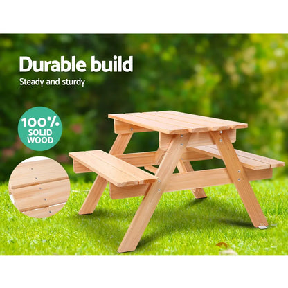 Keezi Kids Outdoor Table and Chairs Picnic Bench Set Children Wooden - Image 3