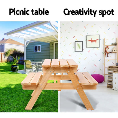 Keezi Kids Outdoor Table and Chairs Picnic Bench Set Children Wooden - Image 4