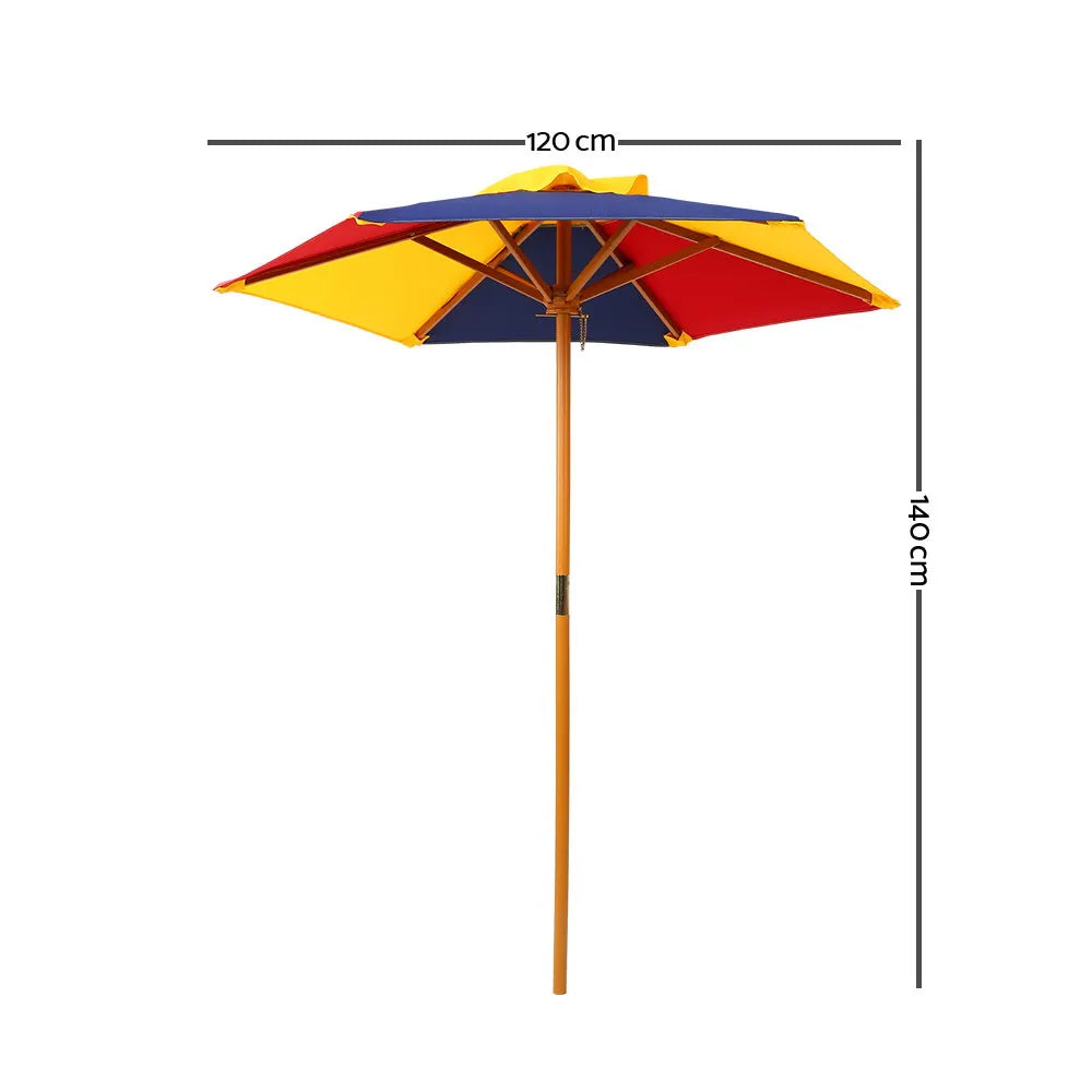 Keezi Kids Wooden Picnic Table Set with Umbrella - Image 3