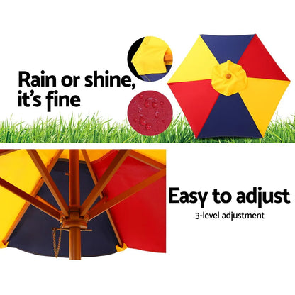 Keezi Kids Wooden Picnic Table Set with Umbrella - Image 6